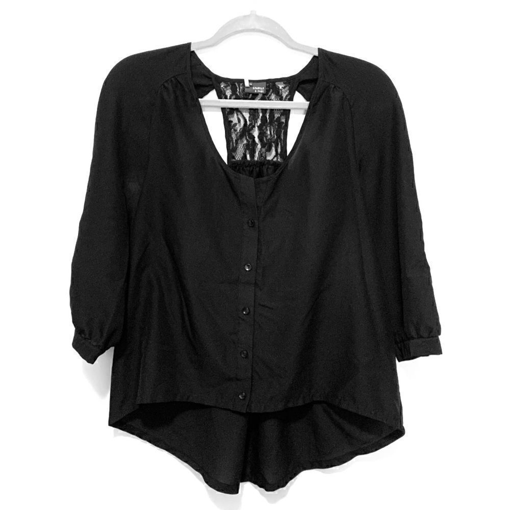 Sparkle & Fade, Open Back, Lace Blouse